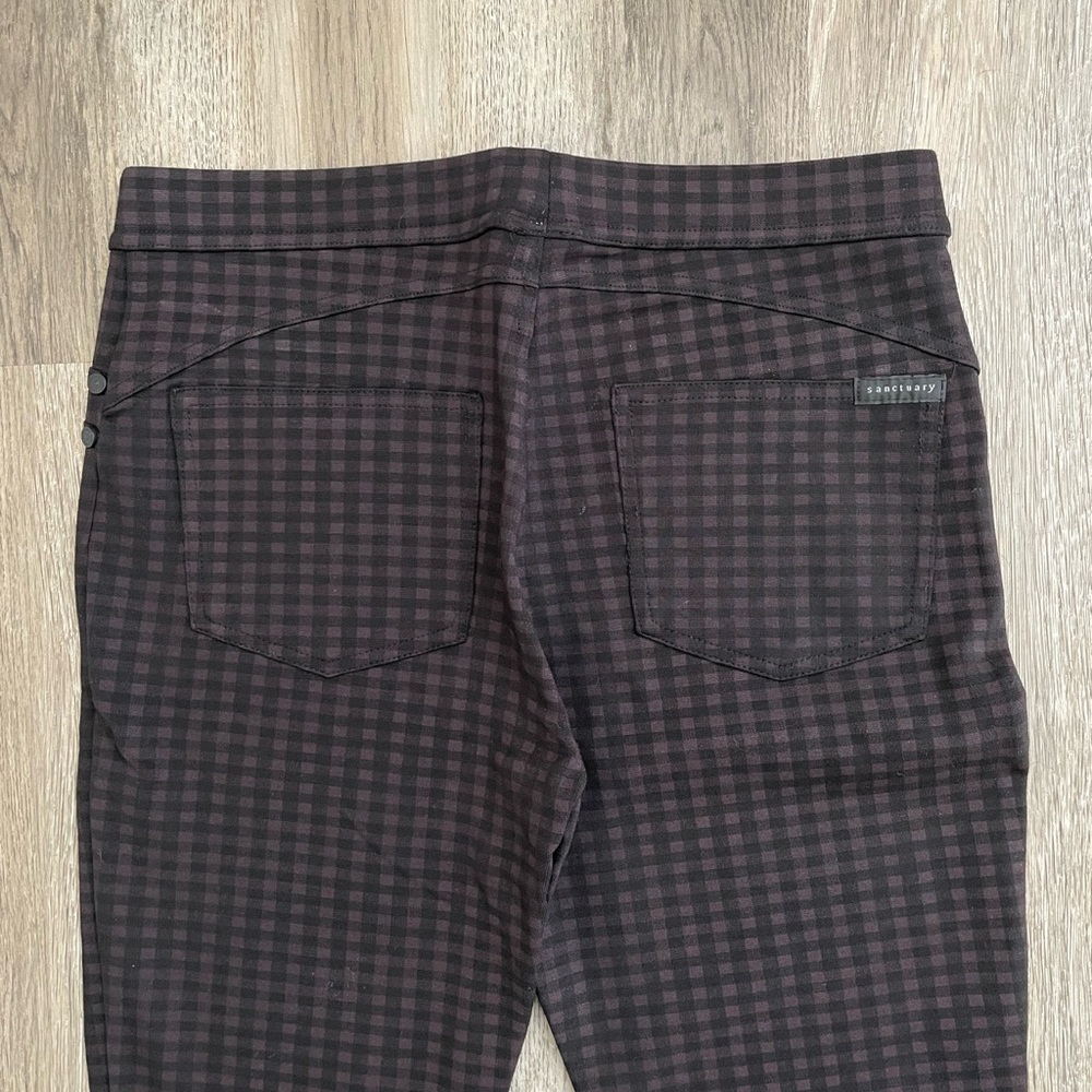 Sanctuary Plaid Leggings Purple Black Women’s Small Stretch Pants - Picture 5 of 9